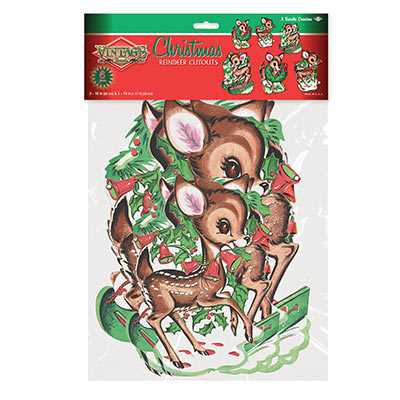 Multicolored Beistle 20054 Vintage Christmas Reindeer Cutouts 12 Piece 10 & 14